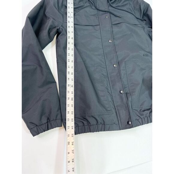 Volcom Enemy Stone Windbreaker Womens Small Black Hooded Front Zip Snap Button - Picture 6 of 13